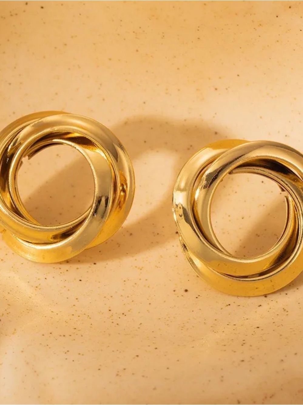 18k Gold chunky Twisted Hoop Clip Earrings - Women Jewelry